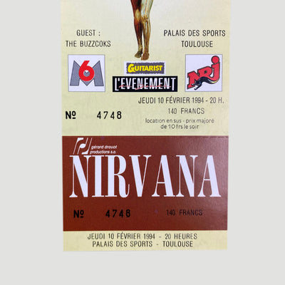 1994 Nirvana In Utero Tour Ticket, Toulouse France