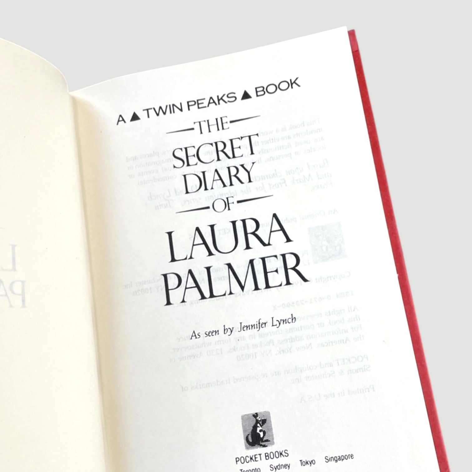 1990 A Twin Peaks Book: The Secret Diary Of Laura Palmer' US 1st Edition HB