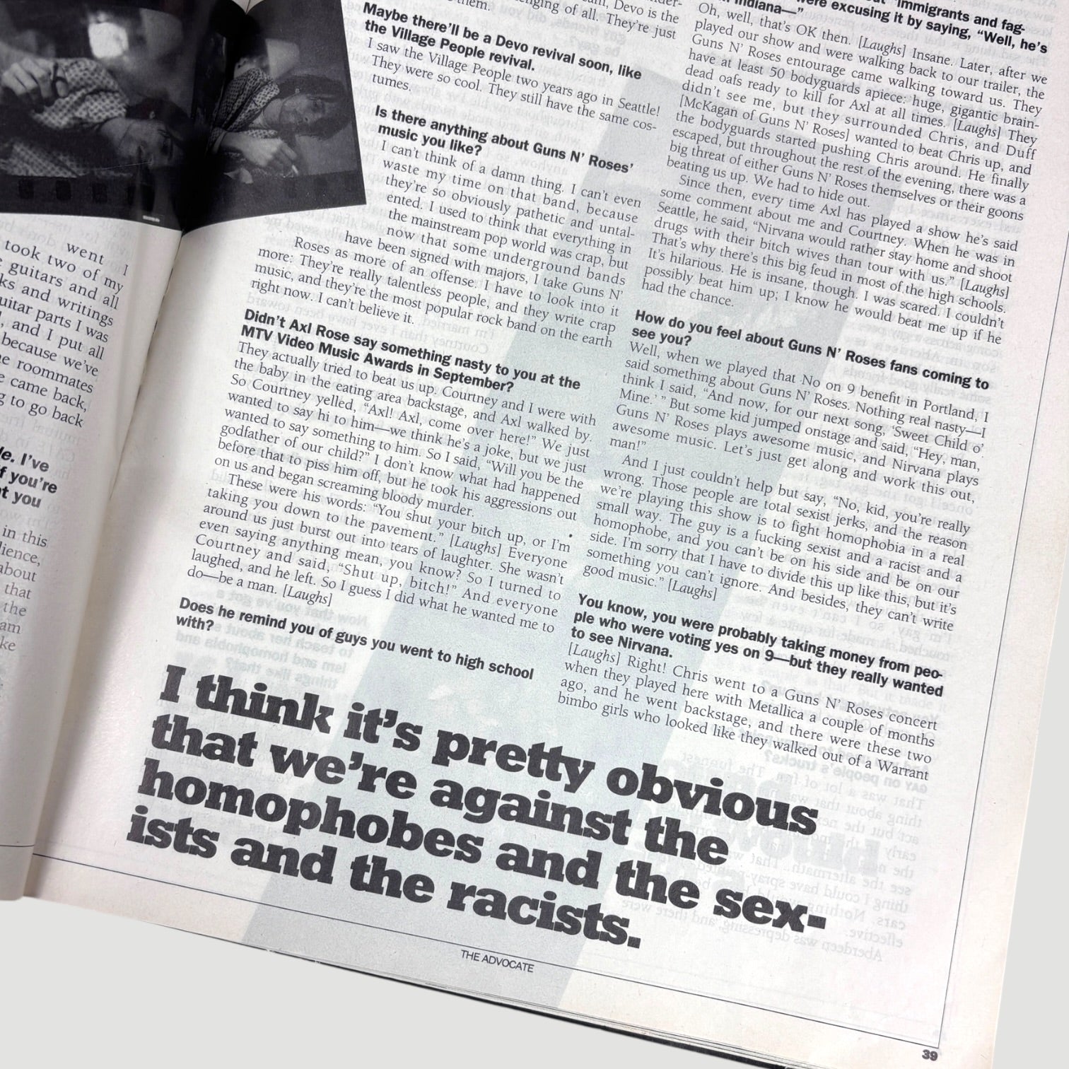 1993 The Advocate Kurt Cobain Cover Issue