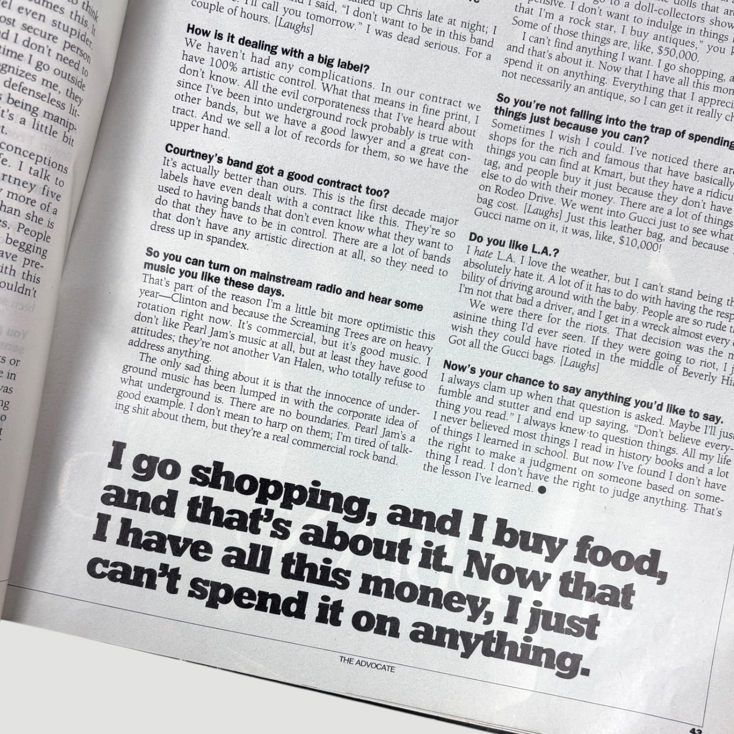 1993 The Advocate Kurt Cobain Cover Issue