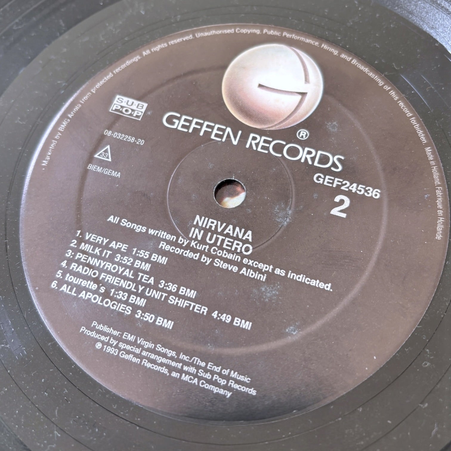 1993 Nirvana 'In Utero' UK Promo Only Vinyl LP