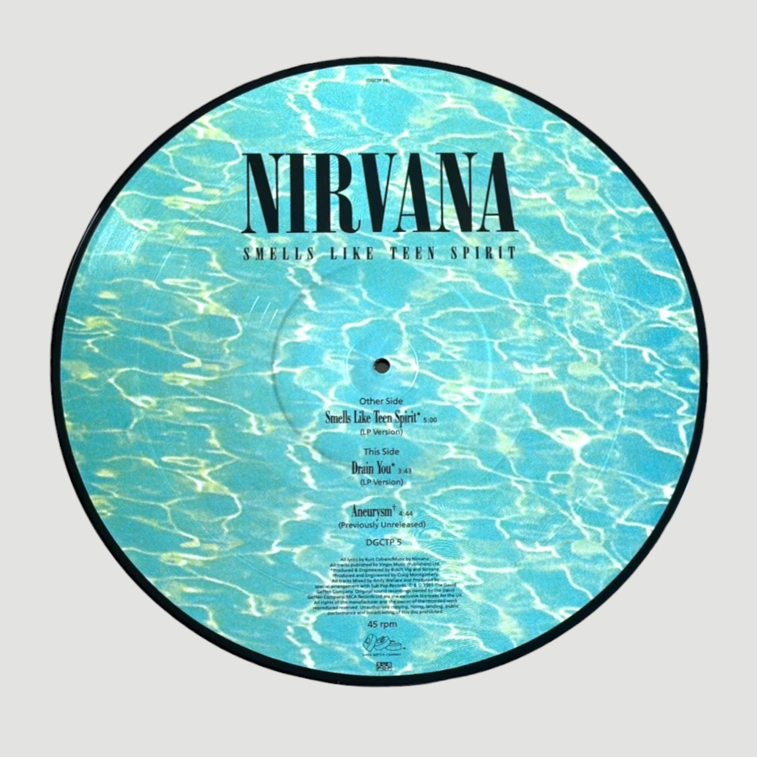 1992 Nirvana Smells Like Teen Spirit UK 12" Picture Disc Single
