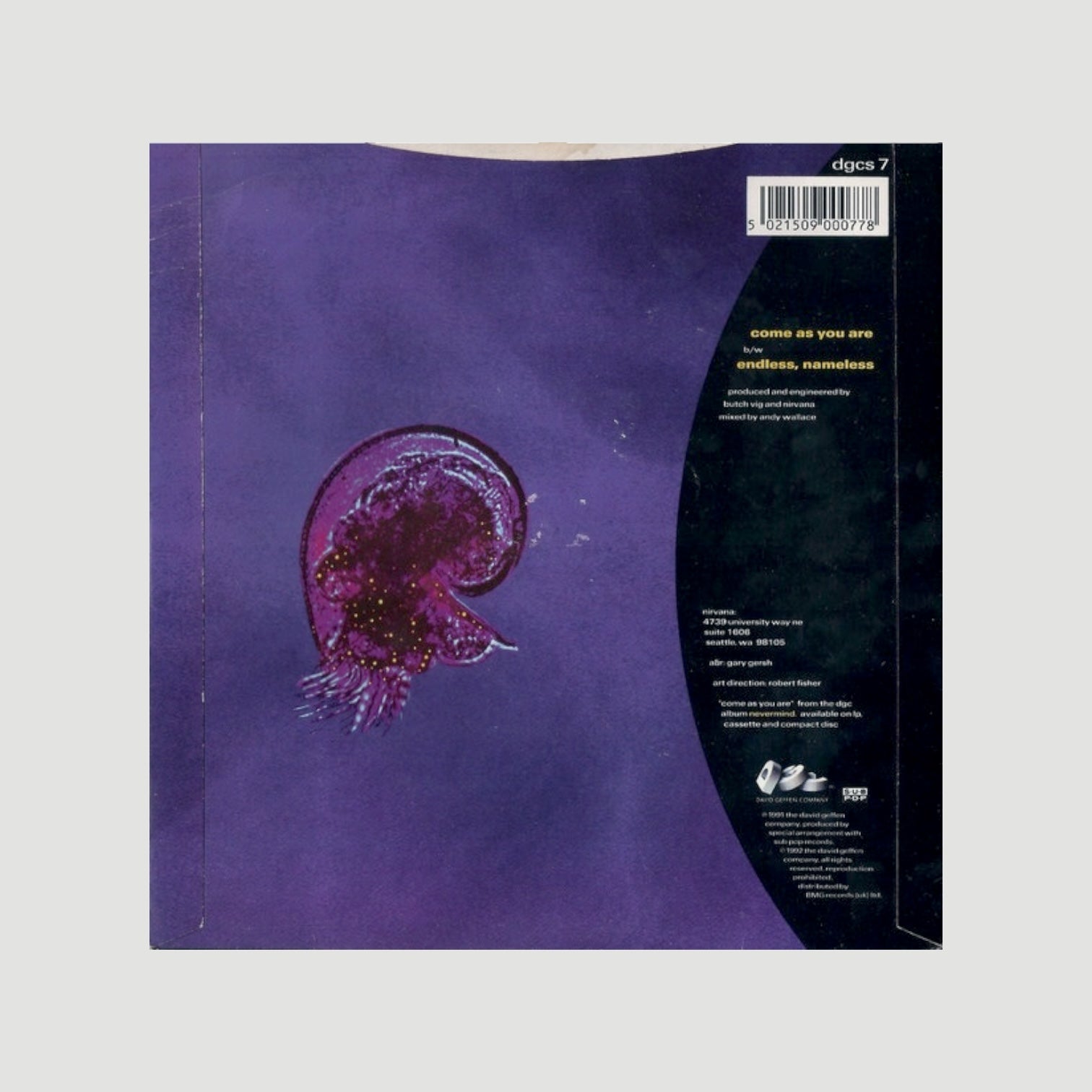 1992 Nirvana Come As You Are 7" UK Single