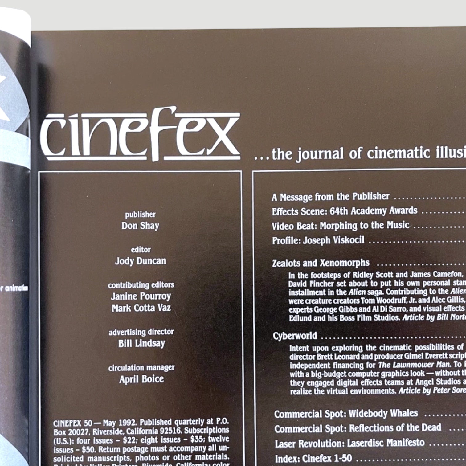 1992 Cinefex Alien 3 Issue
