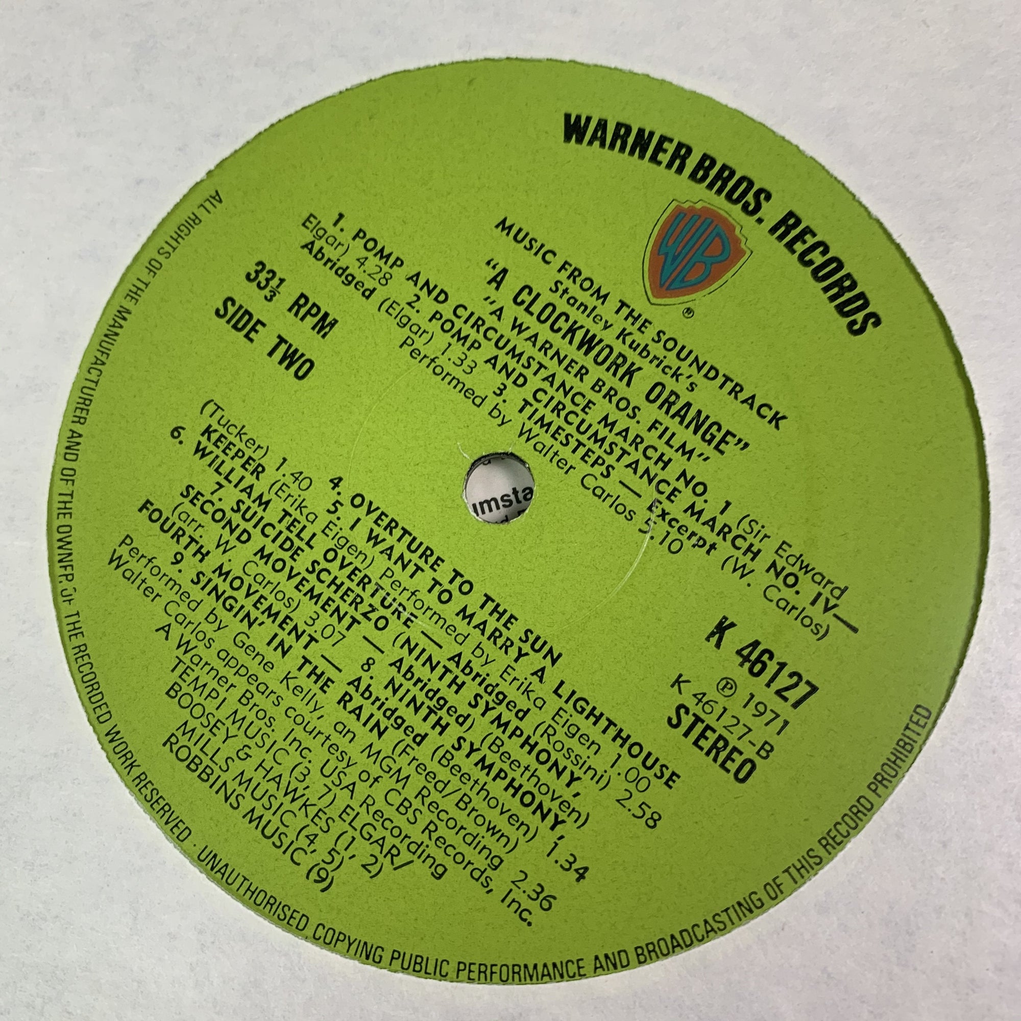 1971 Stanley Kubrick's 'A Clockwork Orange' Soundtrack LP