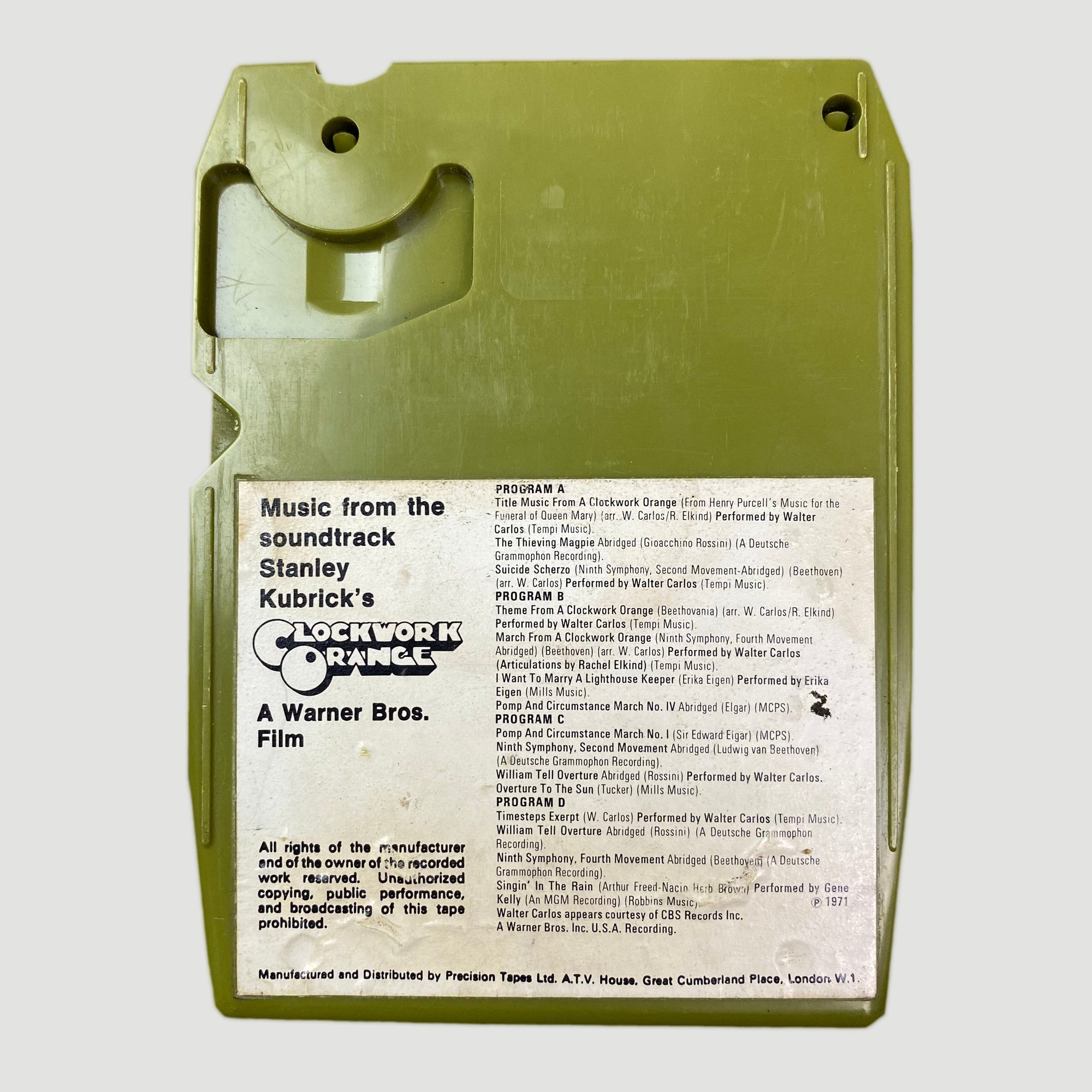 1971 Clockwork Orange Soundtrack 8 Track Cartridge