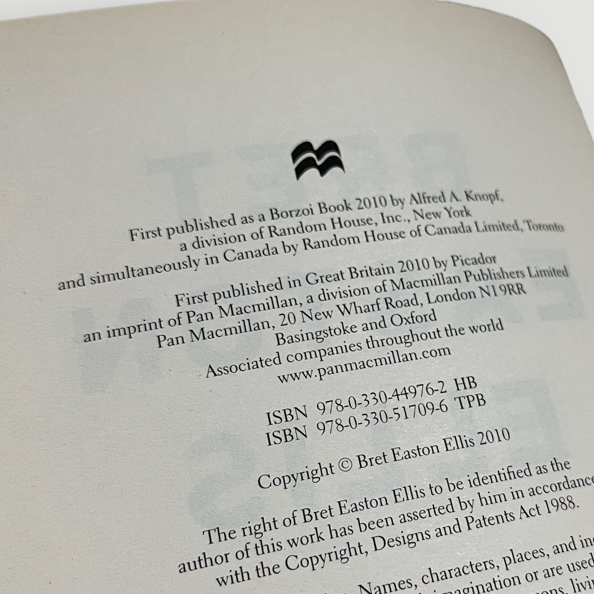 2010 Bret Easton Ellis Imperial Bedrooms 1st Edition