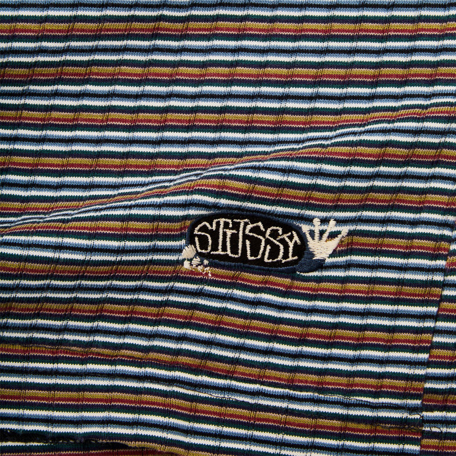 90's Stüssy Striped Pocket Embroidered logo T-shirt