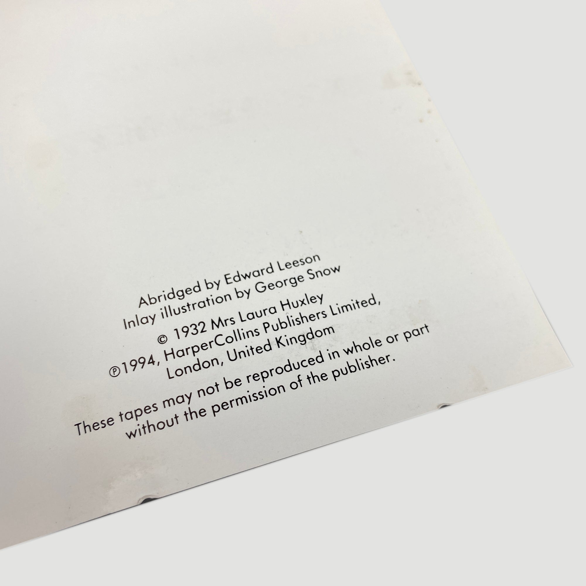 1994 'Brave New World' Aldous Huxley AudioBook Cassette