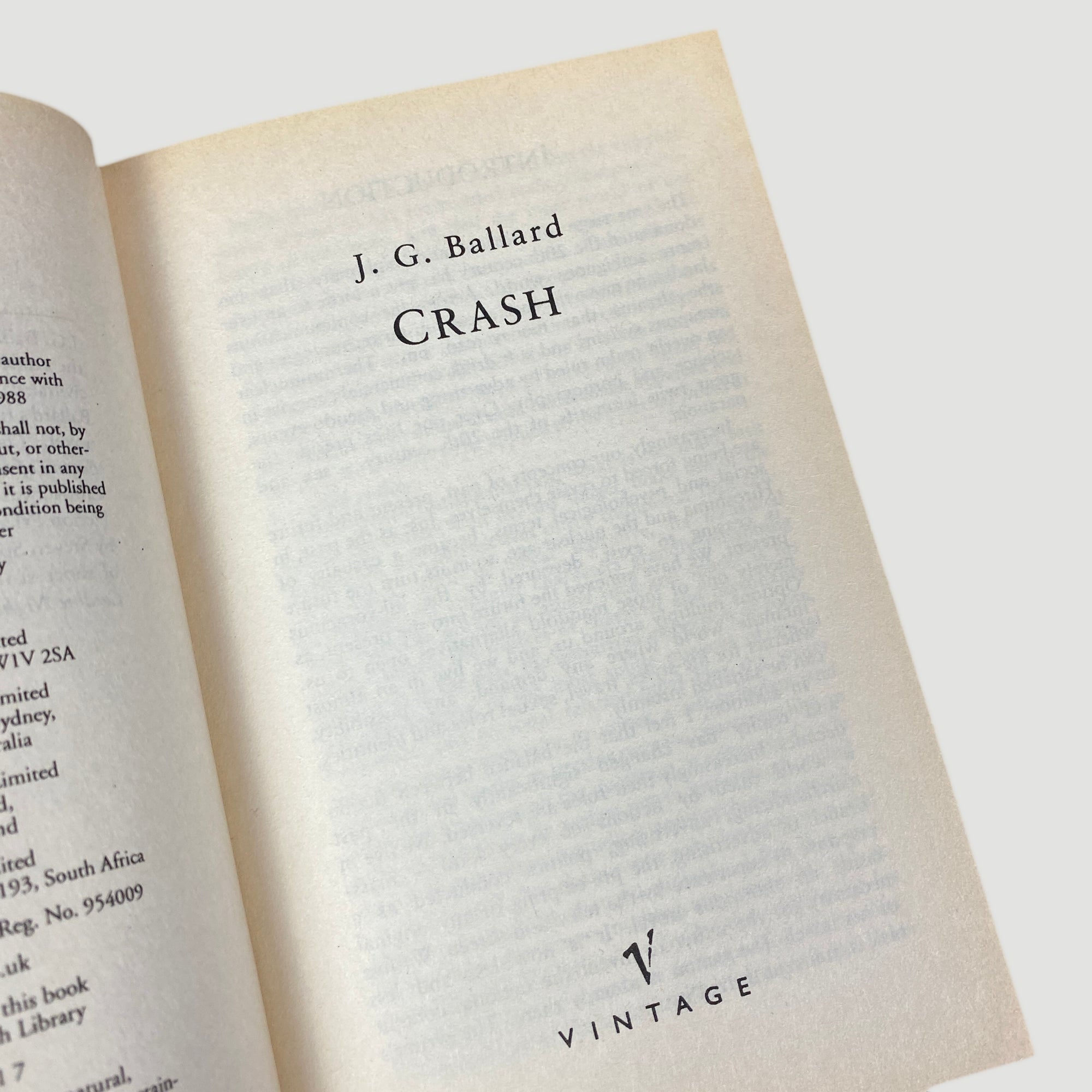 1995 JG Ballard 'Crash' Softback