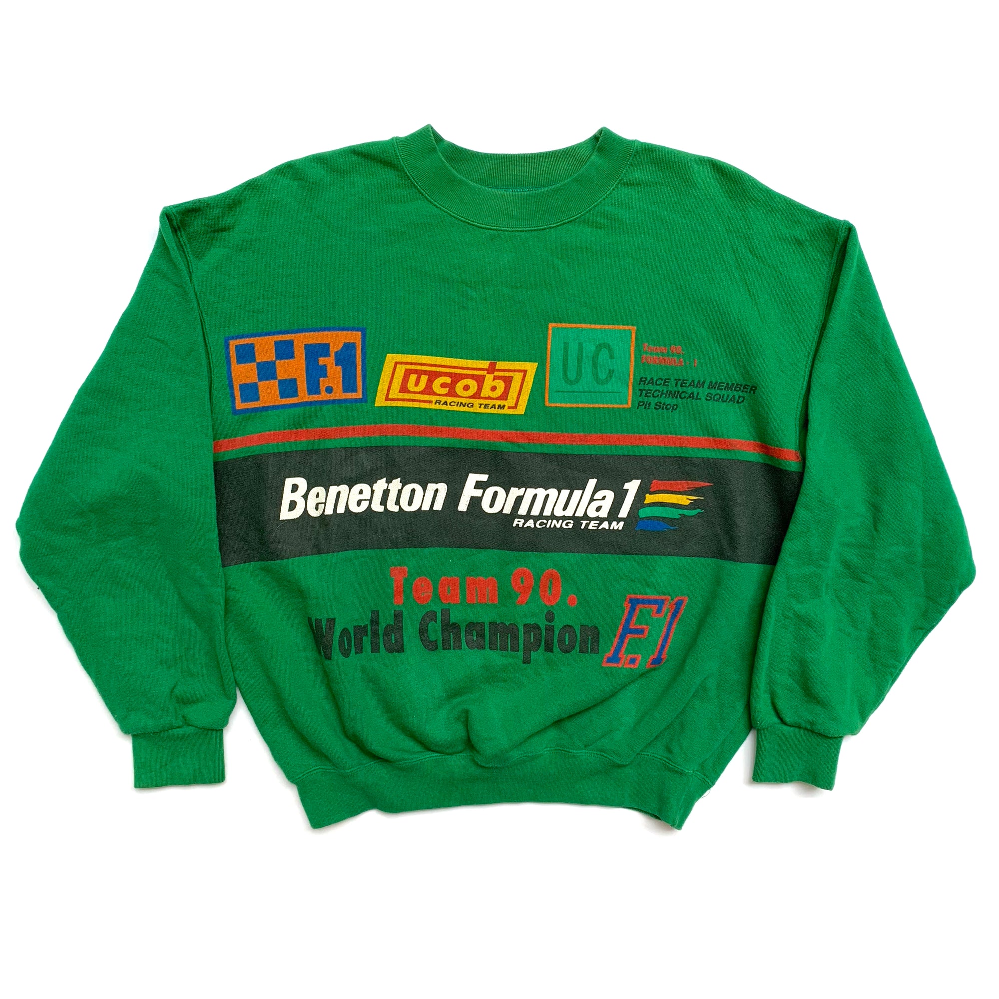 Benetton Formula One Spellout Sweatshirt Long Sleeve Nice Design Racing Team Faded Colour good Activewear Sportsystem