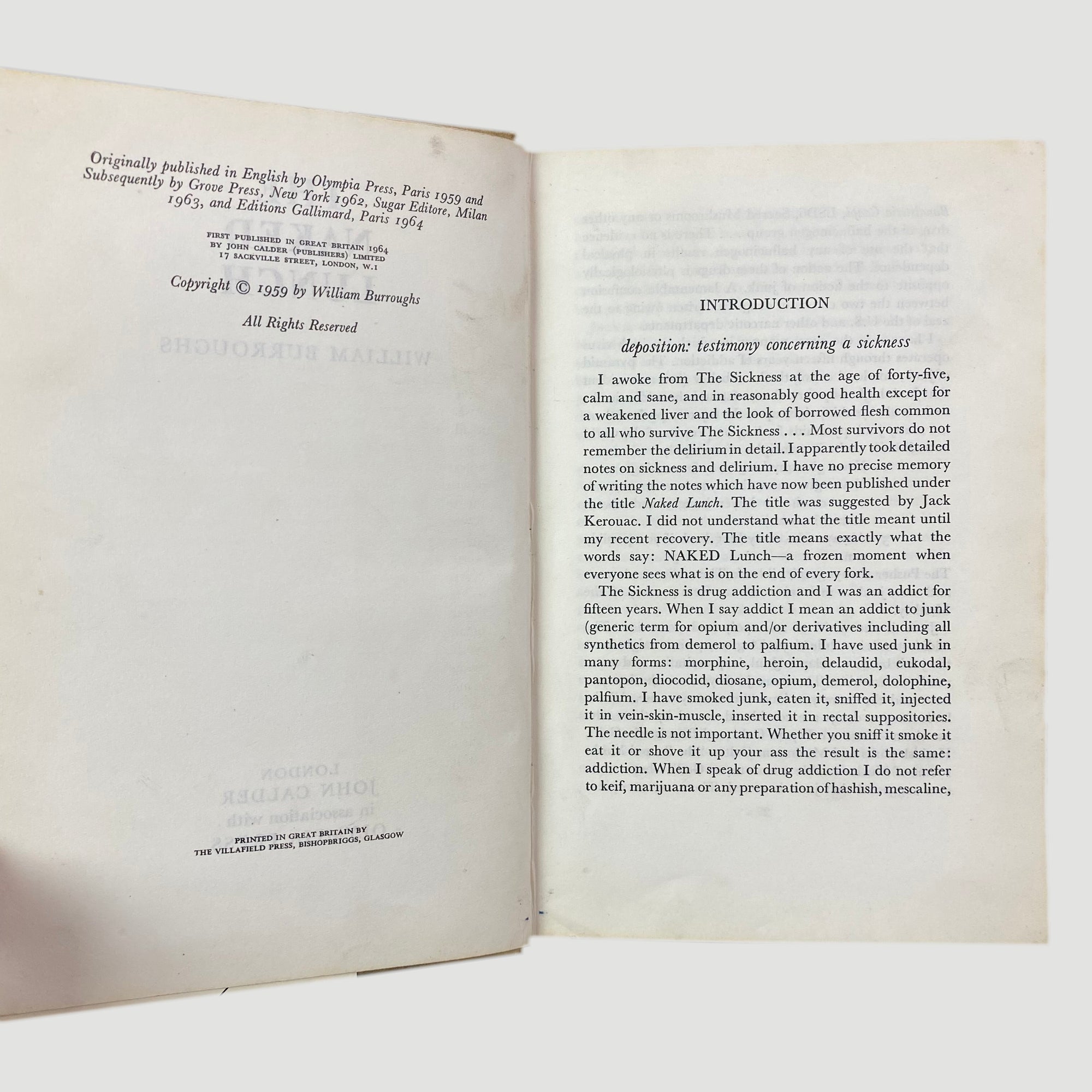 1964 William Burroughs Naked Lunch UK 1st Edition Hardback