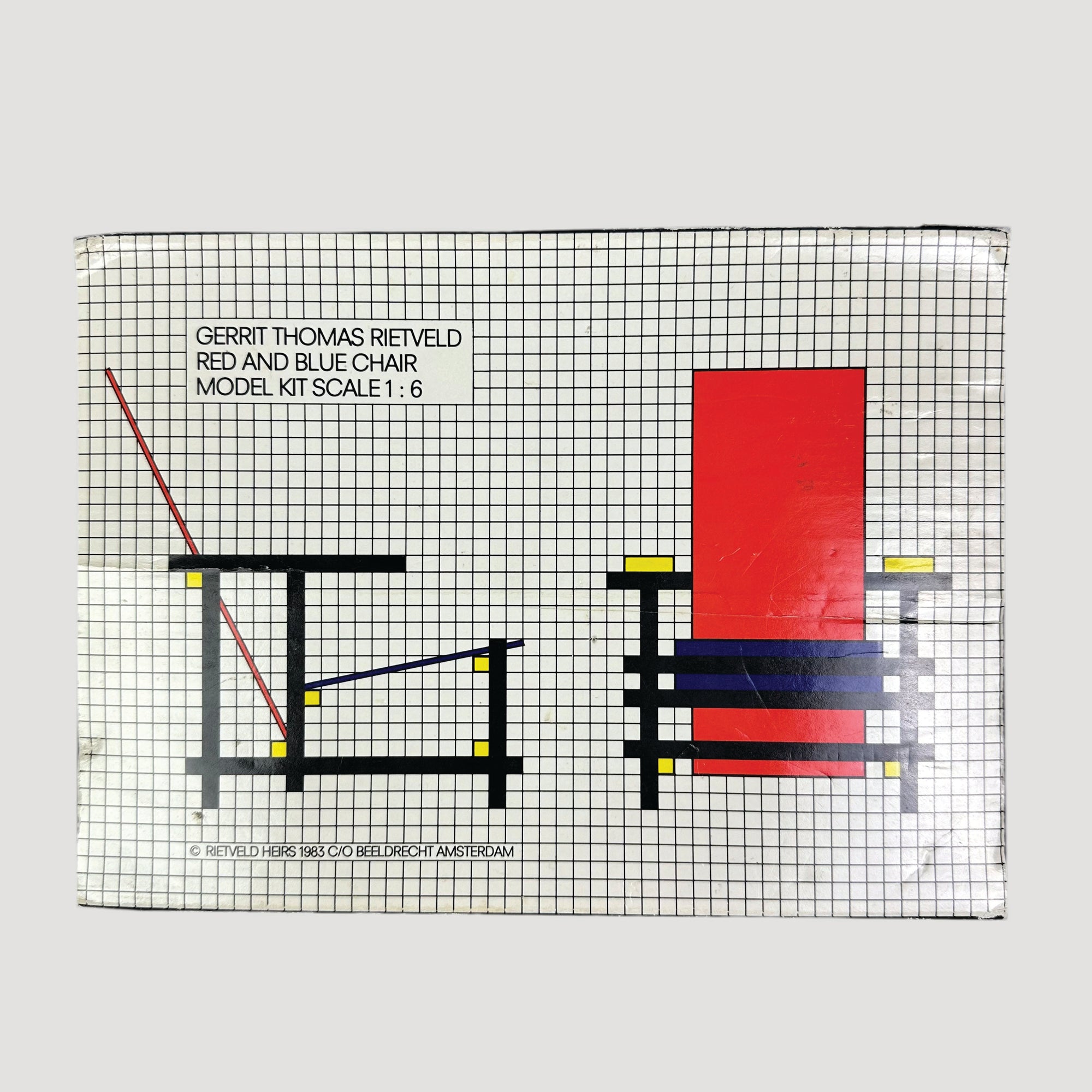 1983 Gerrit Thomas Rietveld Red/Blue Mini Chair Model Kit