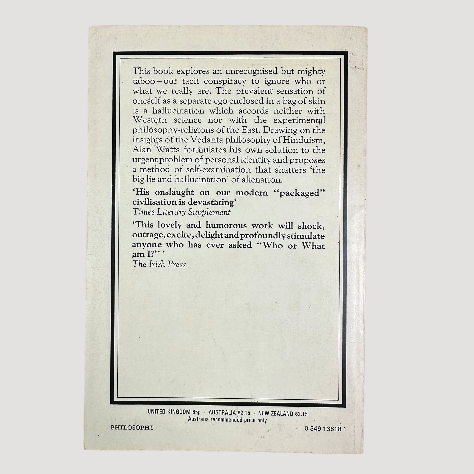 1973 Alan Watts The Book On The Taboo Against Knowing Who You Are