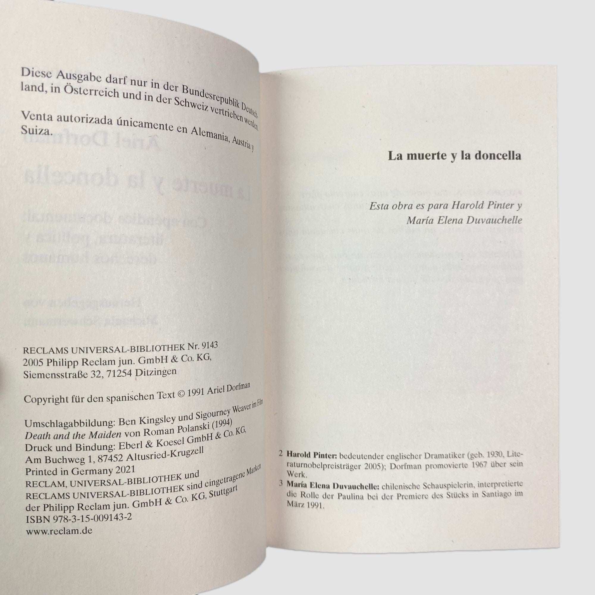 2005 Ariel Dorfman 'Death and the Maiden' (German Language)