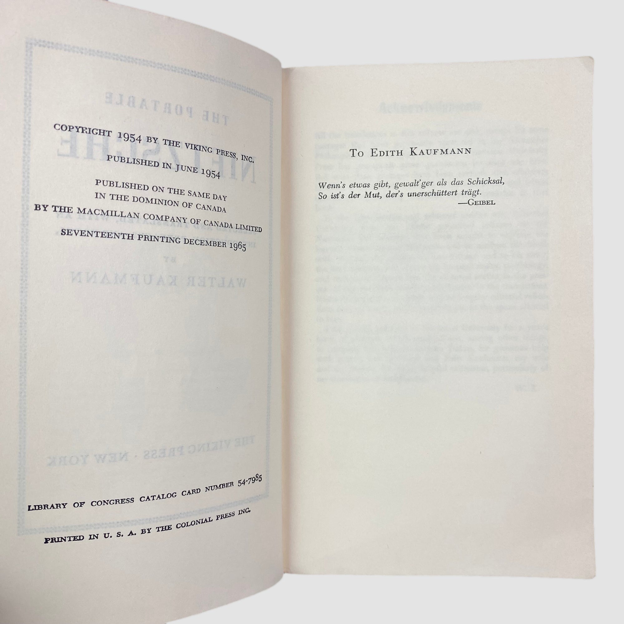 1965 The Portable Nietzsche