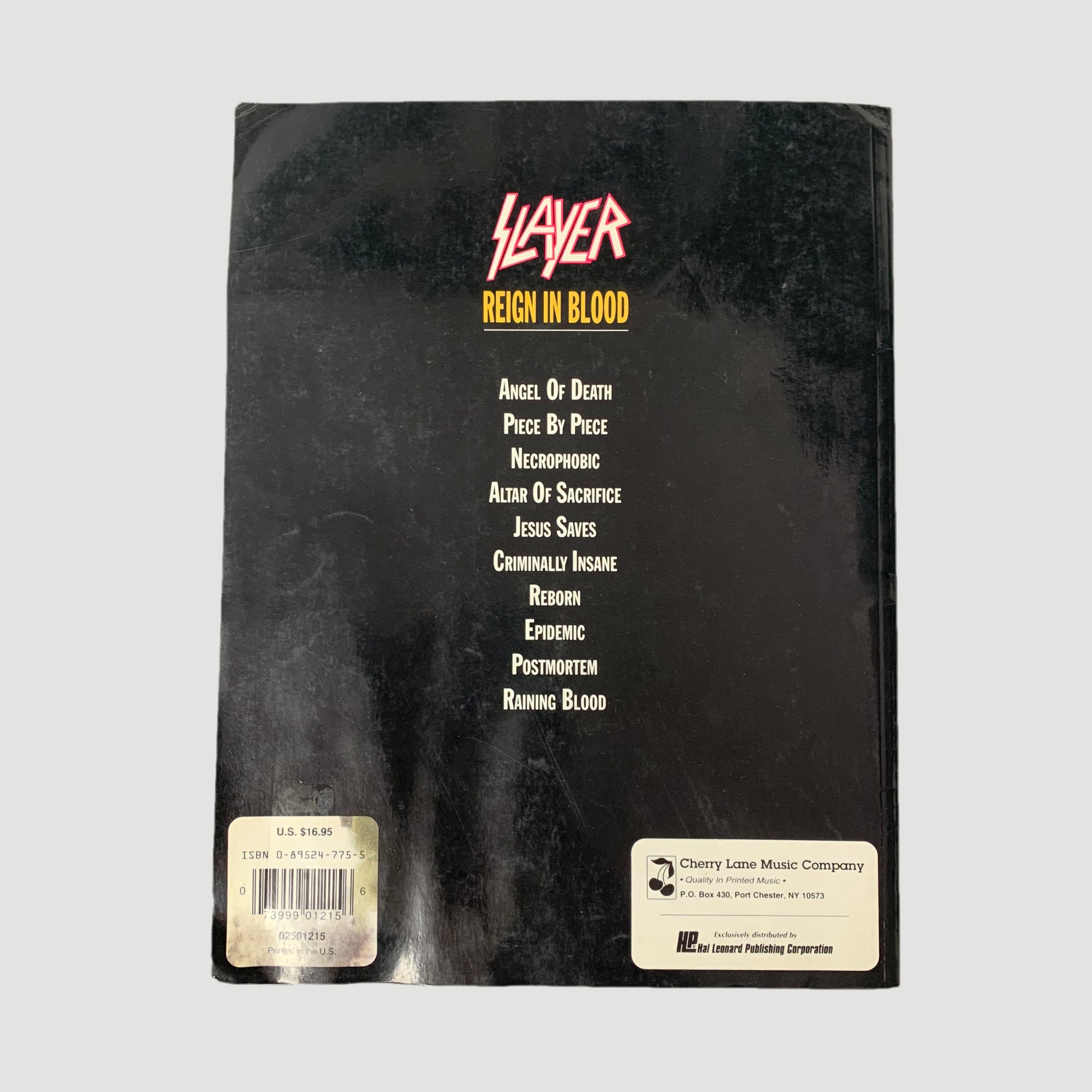 1993 Slayer 'Reign In Blood' Guitar Tab Book