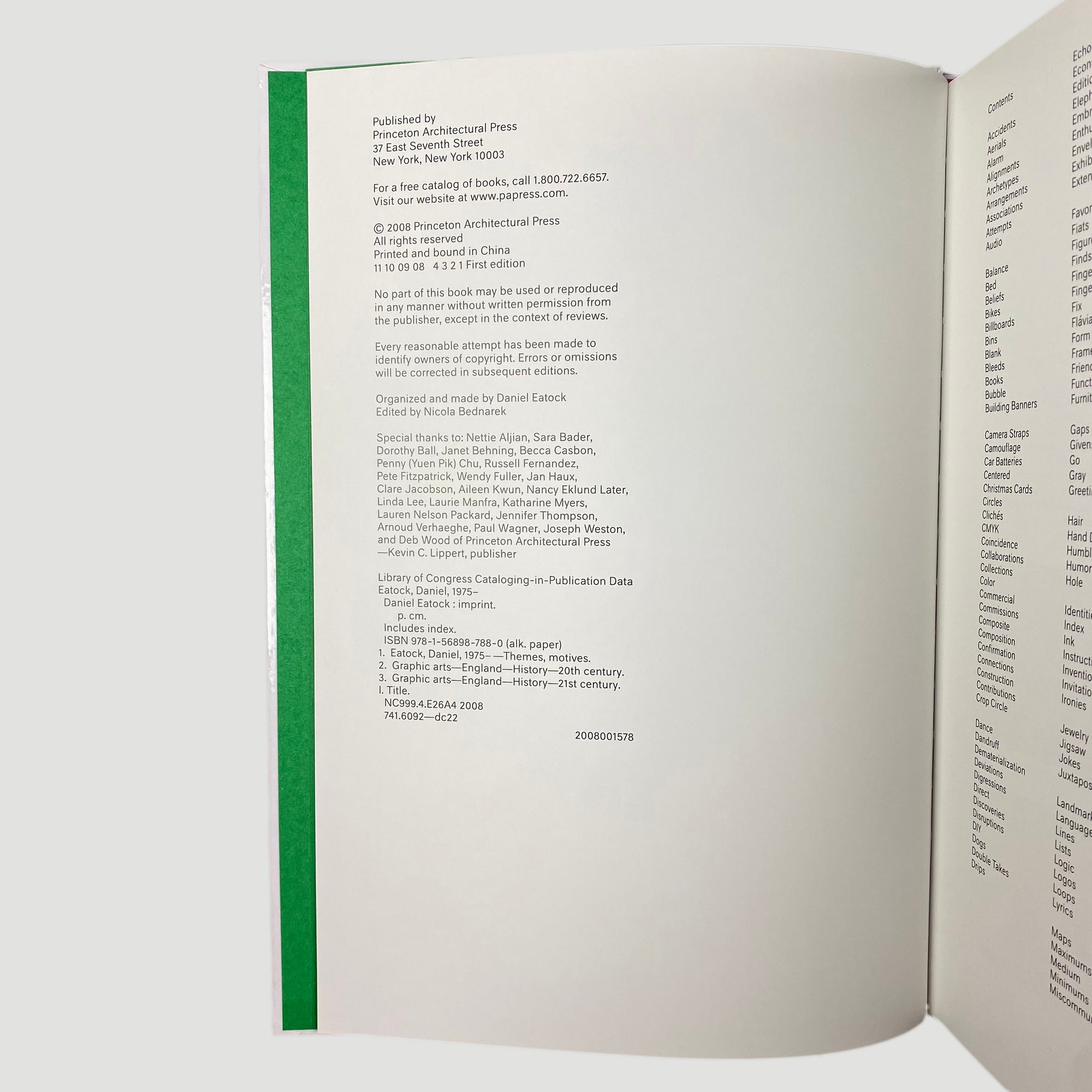 2008 Daniel Eatock 'Imprint' 1st Edition