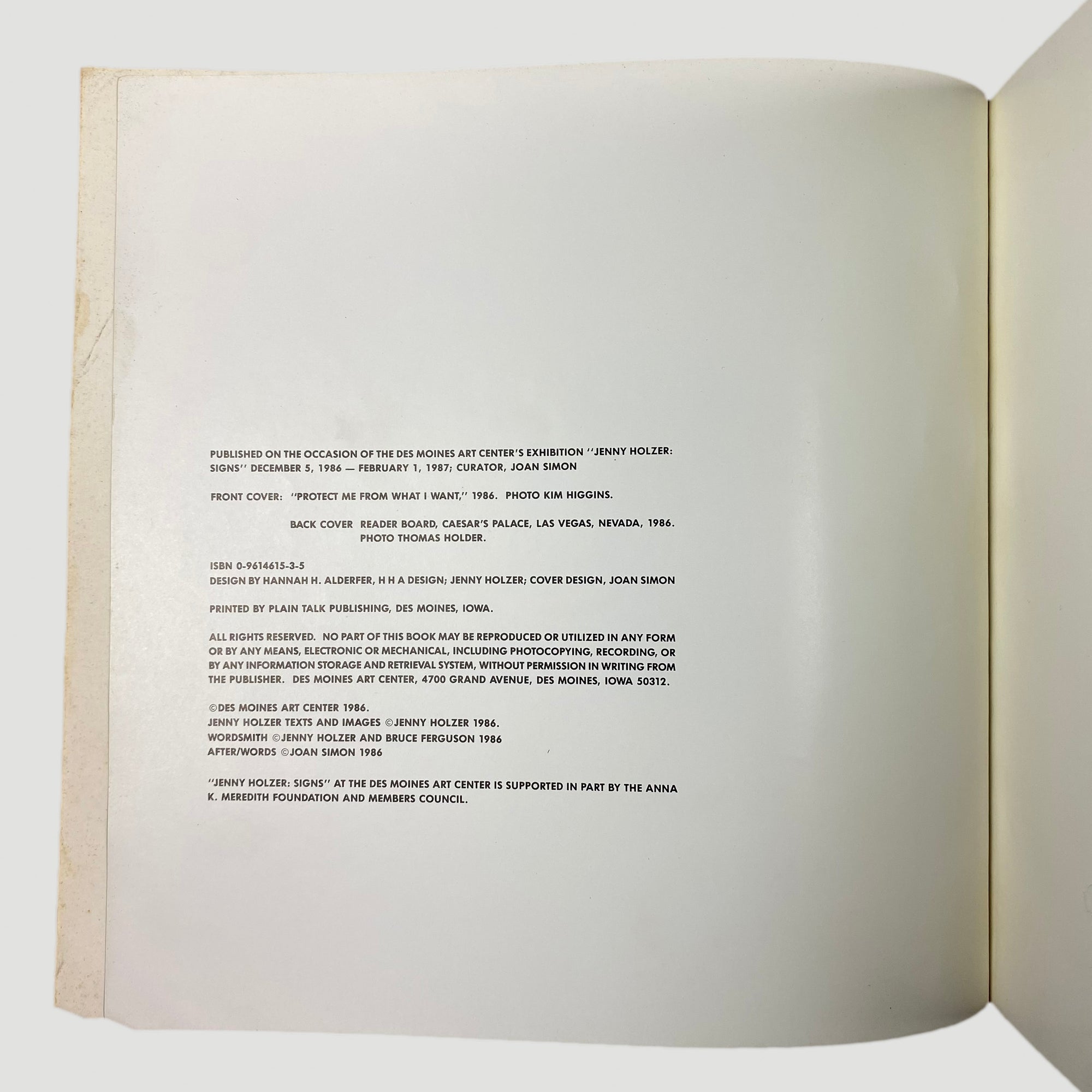 1986 Jenny Holzer: Signs (1st Edition UK)