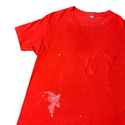 70's Hanes Basic Red Pocket T-Shirt