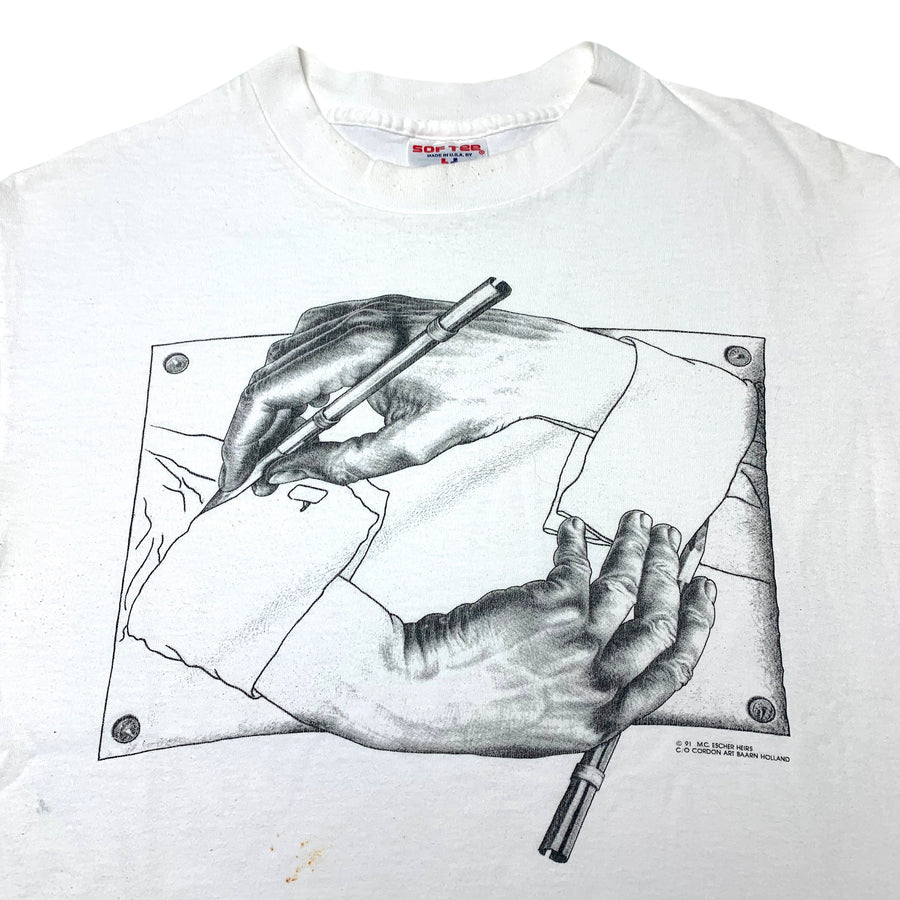 1991 M.C. Escher Sketching Hands T-Shirt
