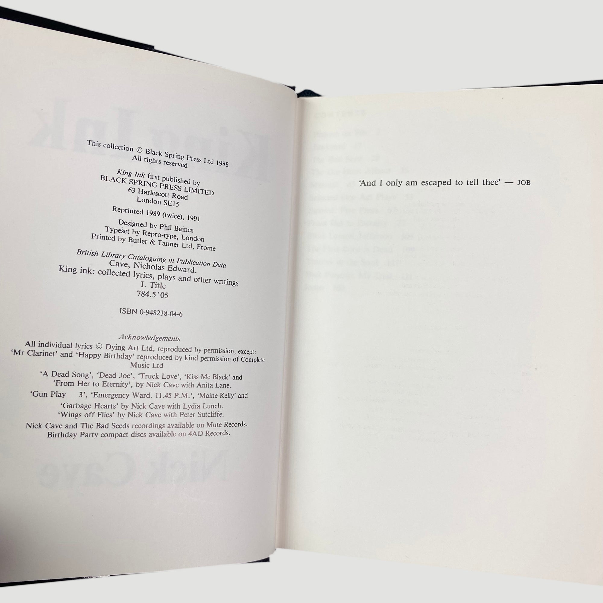 1988 Nick Cave King Ink