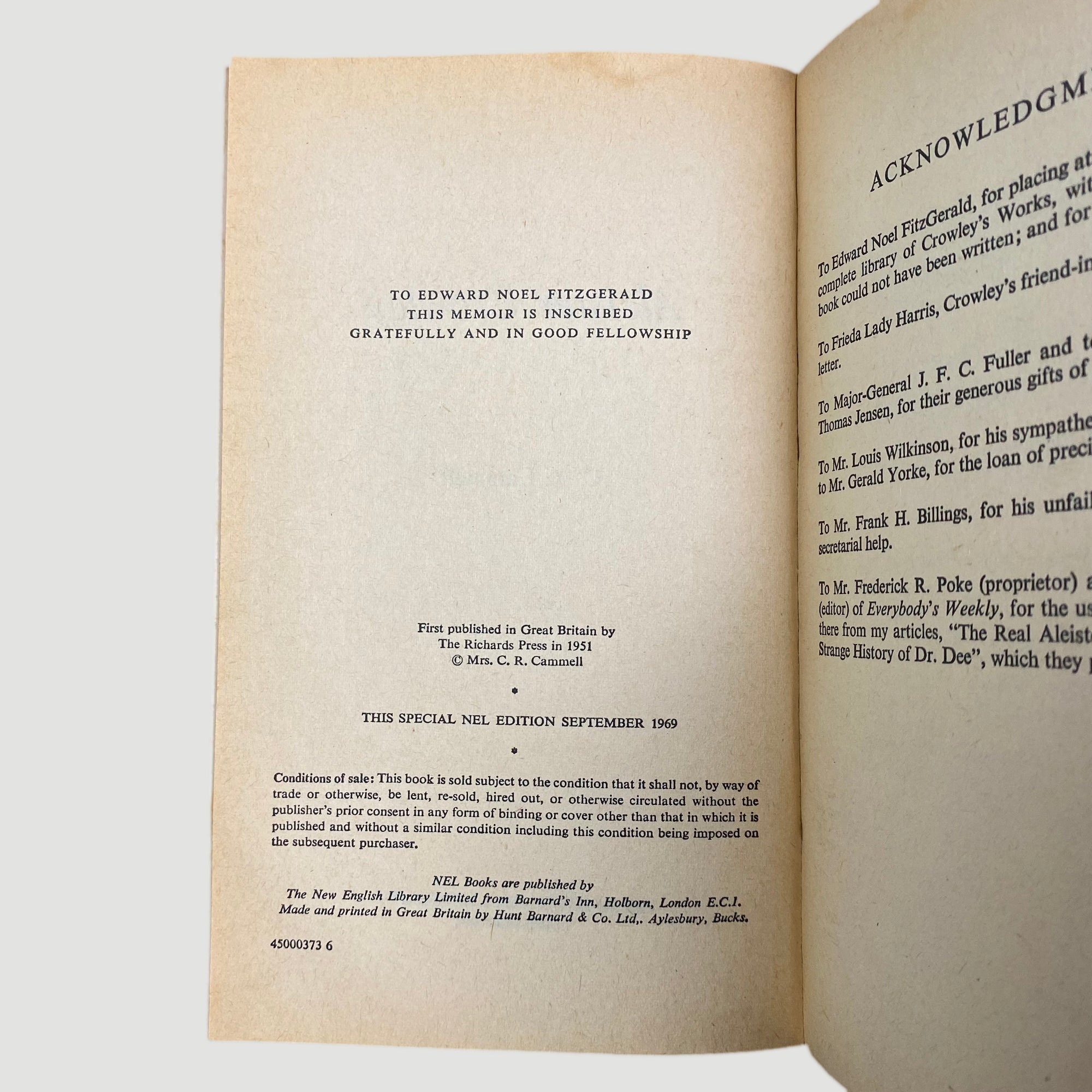 1969 Aleister Crowley 'The Black Magician' C R Cammell