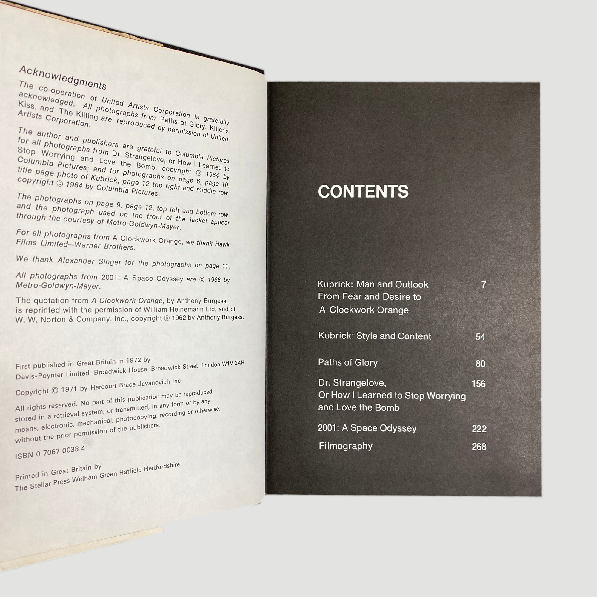 1972 Stanley Kubrick Directs 1st Ed. Hardback