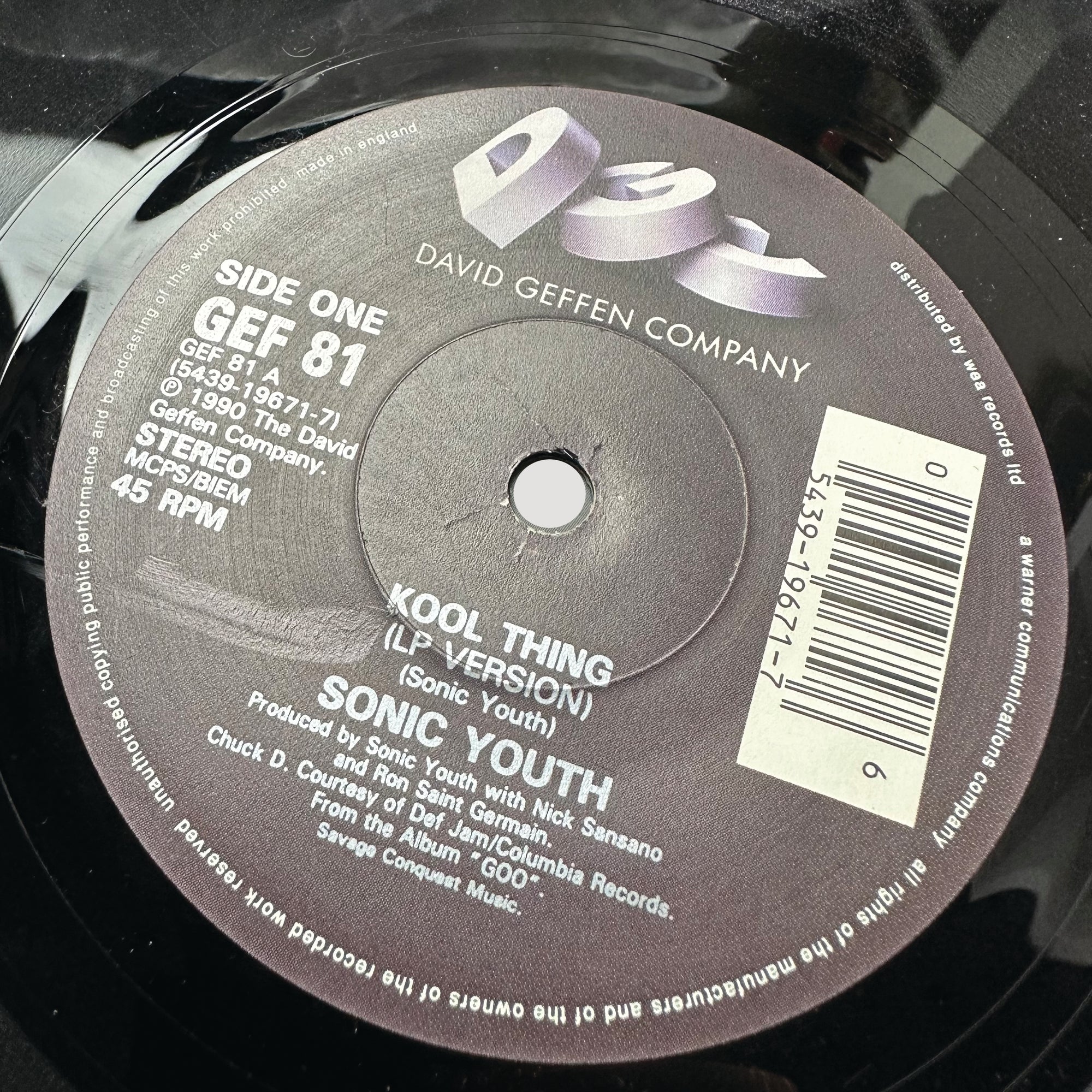 1990 Sonic Youth Kool Thing 7" Single