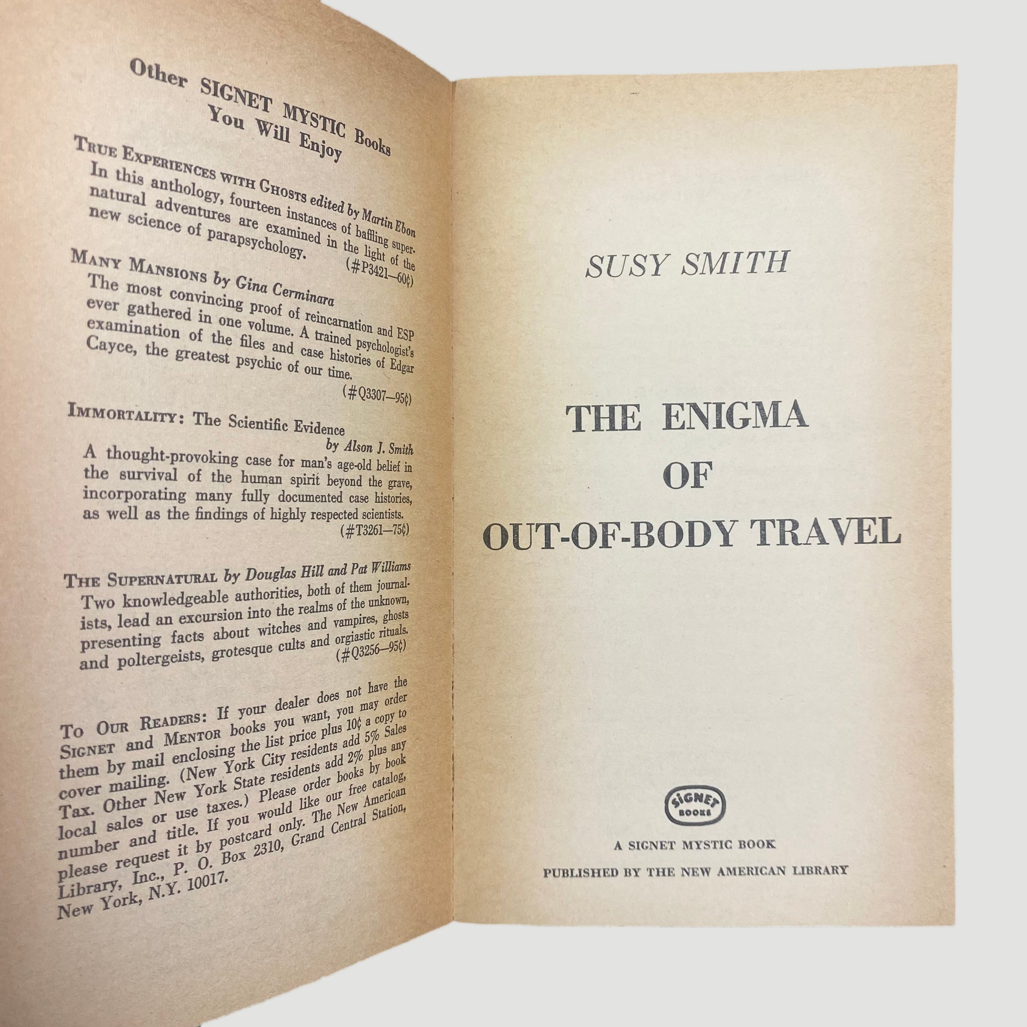 1968 The Enigma of Out Of Body Travel by Susy Smith