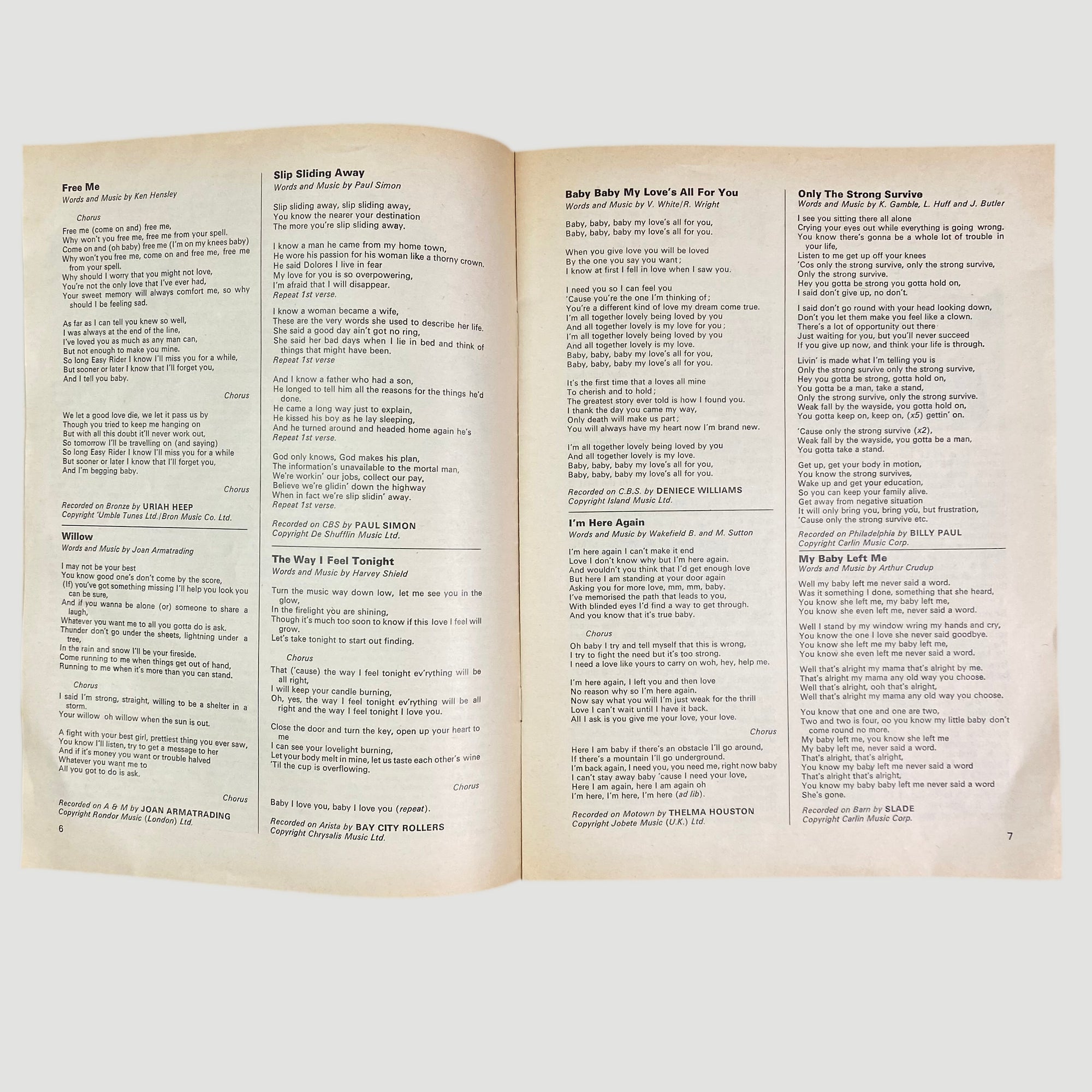 1977 Words Song Book - David Bowie Heroes Edition