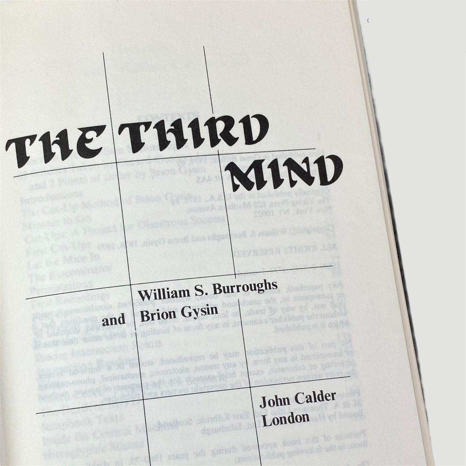 1979 William Burroughs & Brion Gysin 'The Third Mind' UK 1st Edition