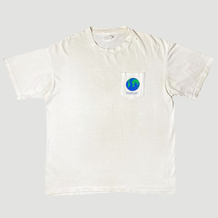 Late 80's WWF 'Saving Life On Earth' Pocket T-Shirt