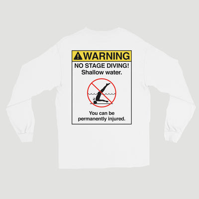 Unified Goods 'NO STAGE DIVING!' White L/S T-Shirt
