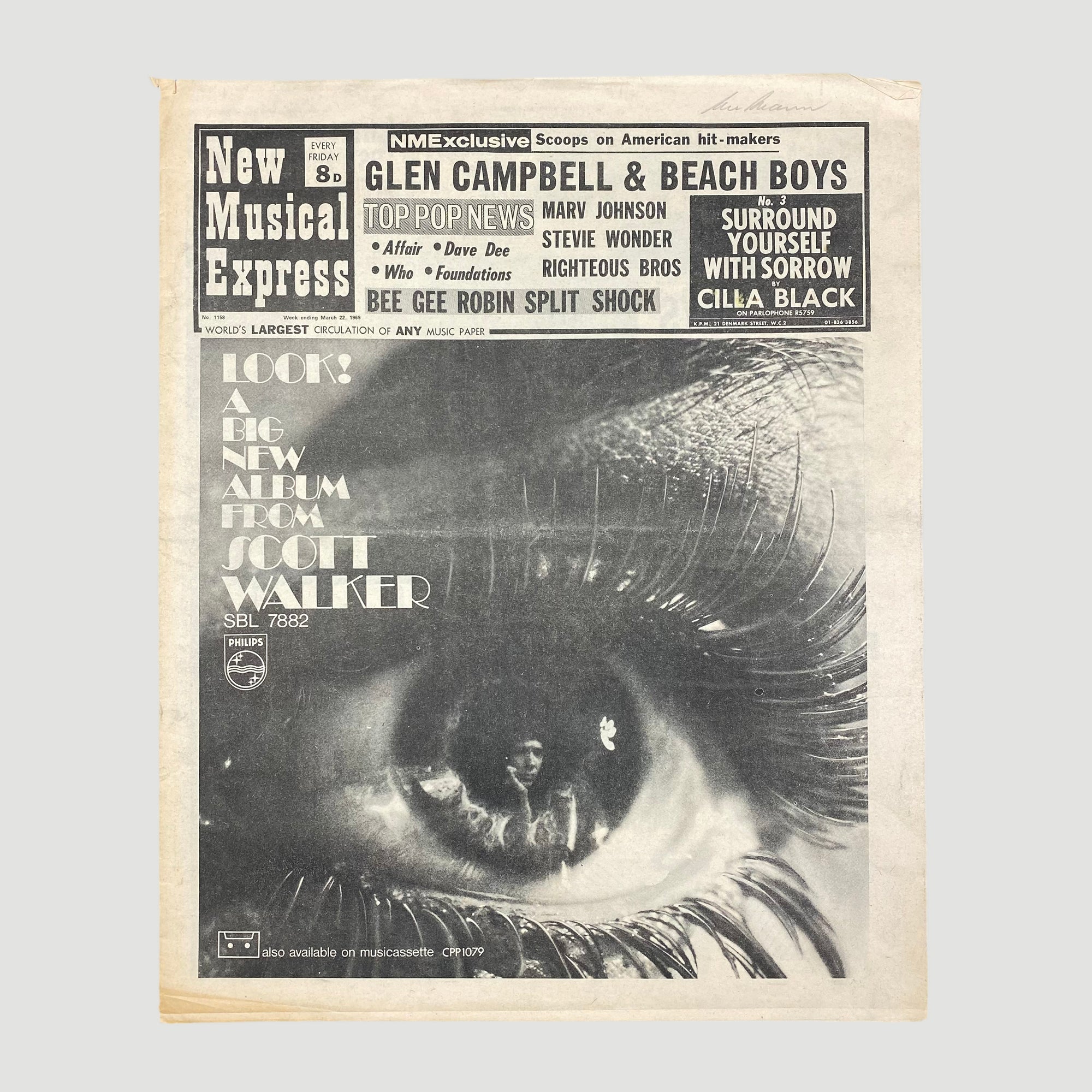 1968 NME Scott Walker 'Scott 3' Cover Issue