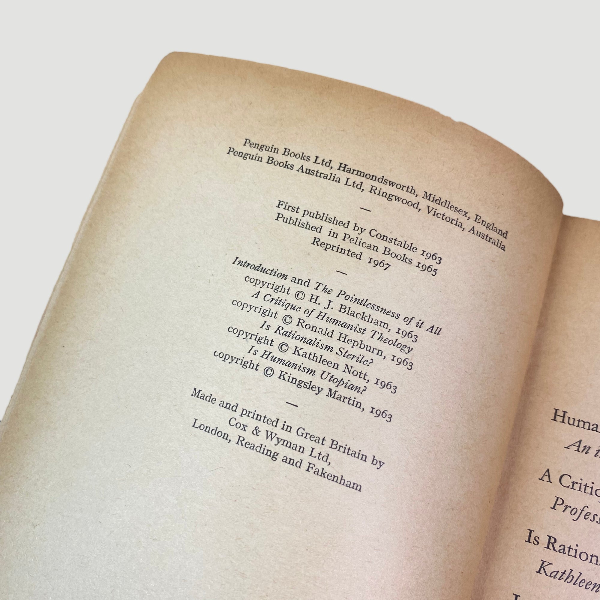 1967 Objections to Humanism Pelican