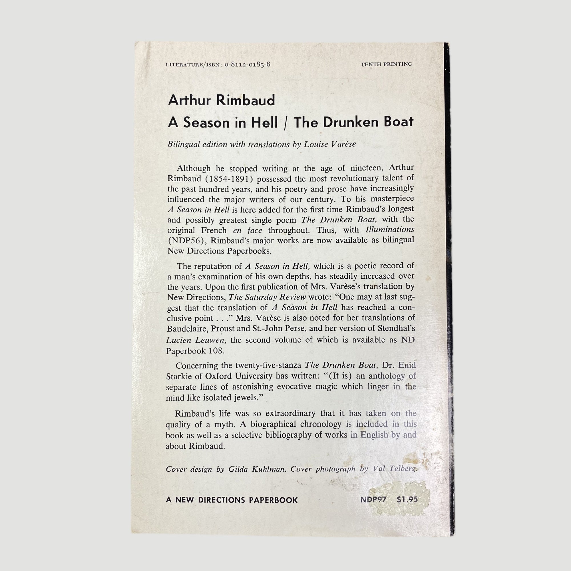 1961 Arthur Rimbaud 'A Season in Hell / The Drunken Boat