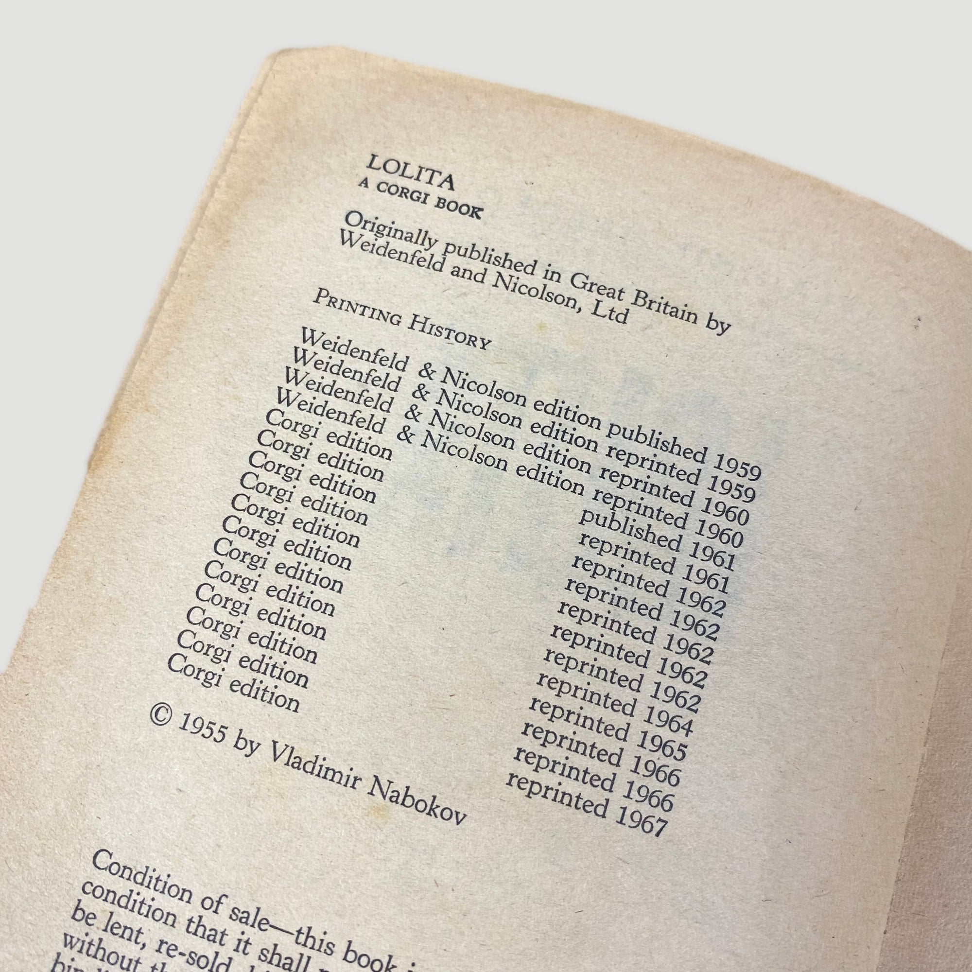 1967 Vladimir Nabokov Lolita 1st Edition (12th Print)