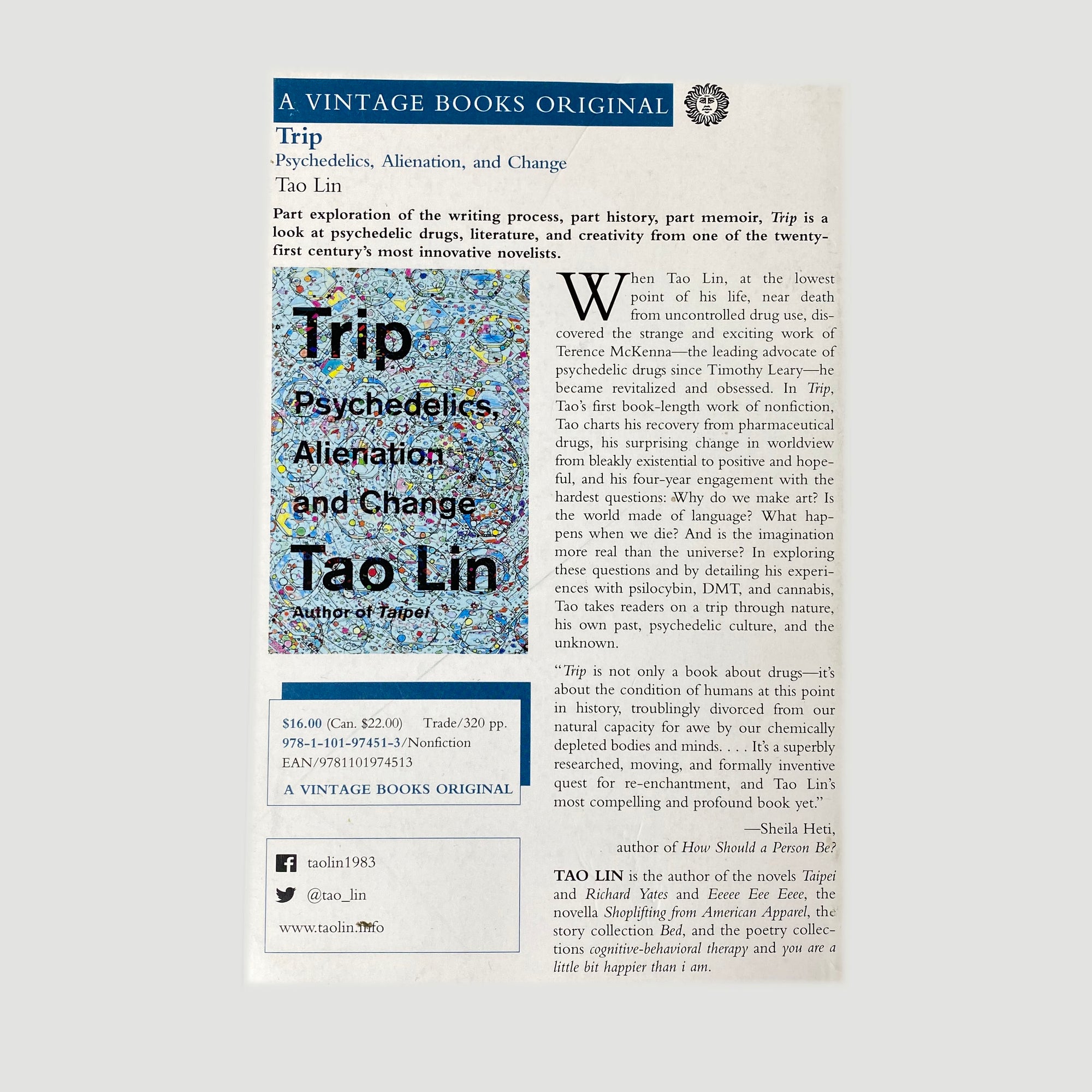 2018 Tao Lin 'Trip: Psychedelics, Alienation, and Change'
