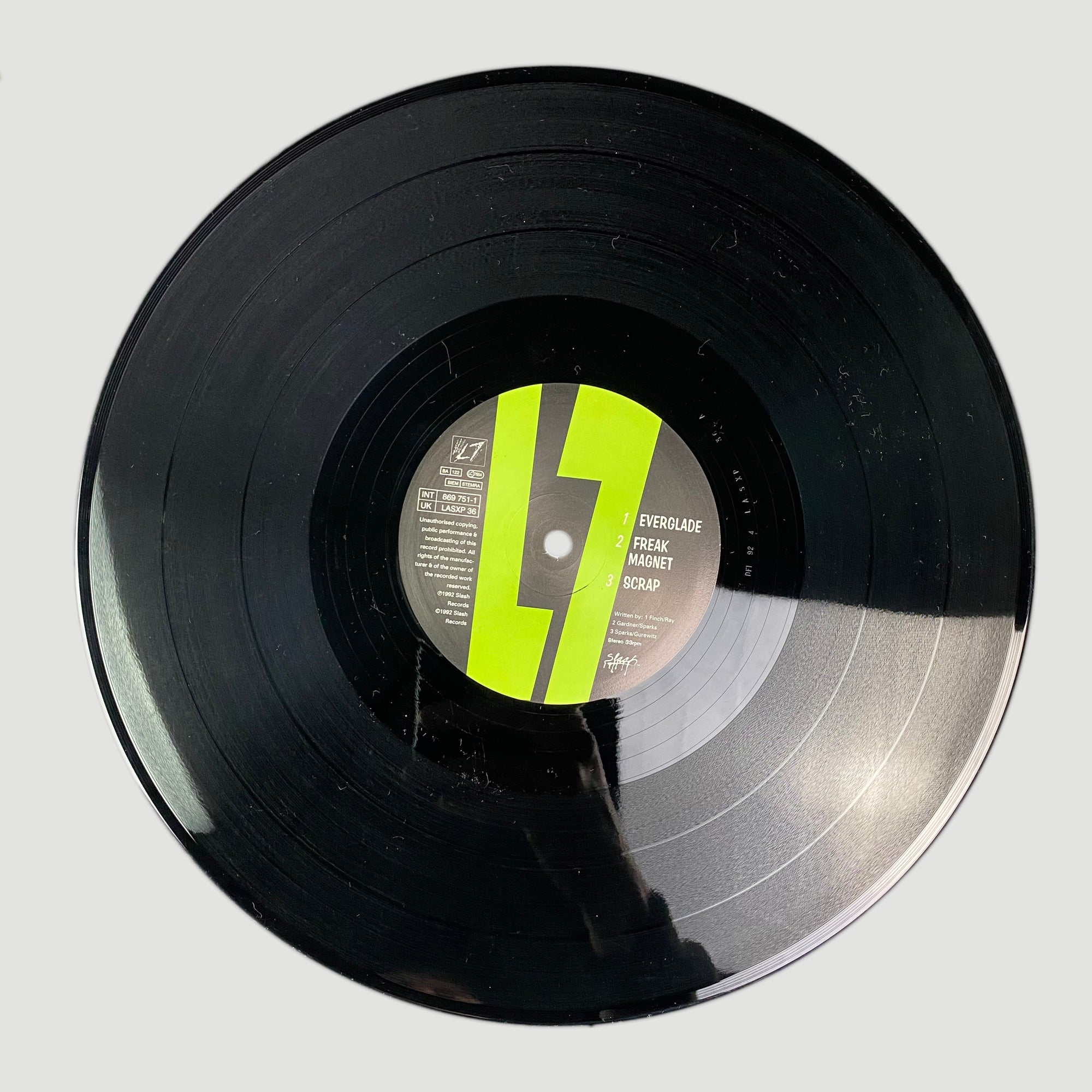 1992 L7 Everglade Etched Vinyl Single