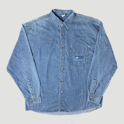90's Discovery Channel Denim Chambray Work Shirt