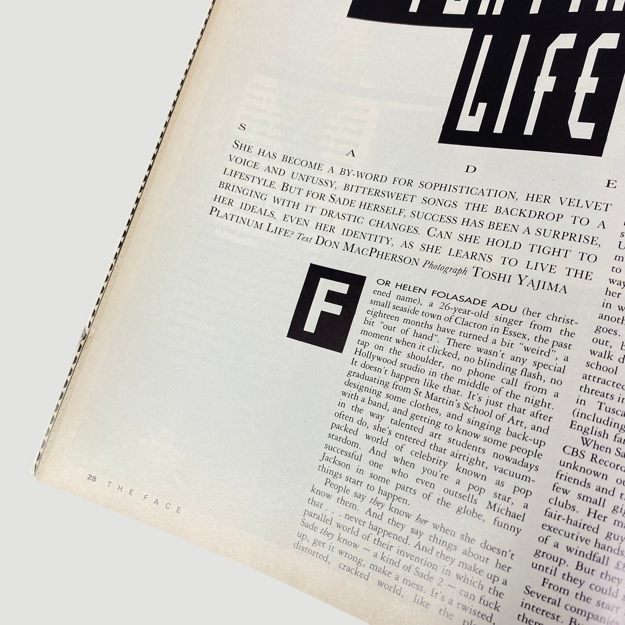 1985 The Face Magazine Sade Issue