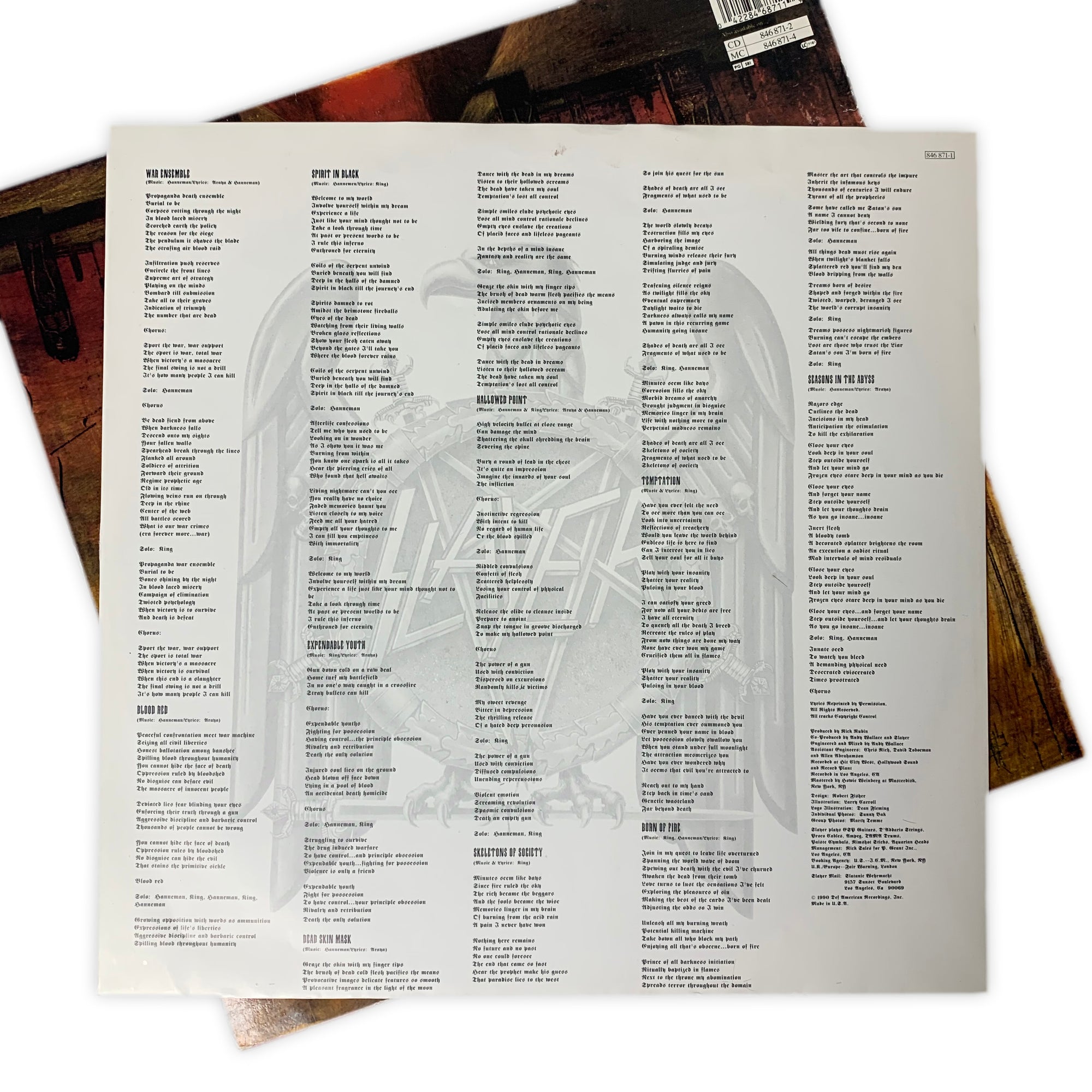 1990 Slayer 'Seasons In The Abyss' LP