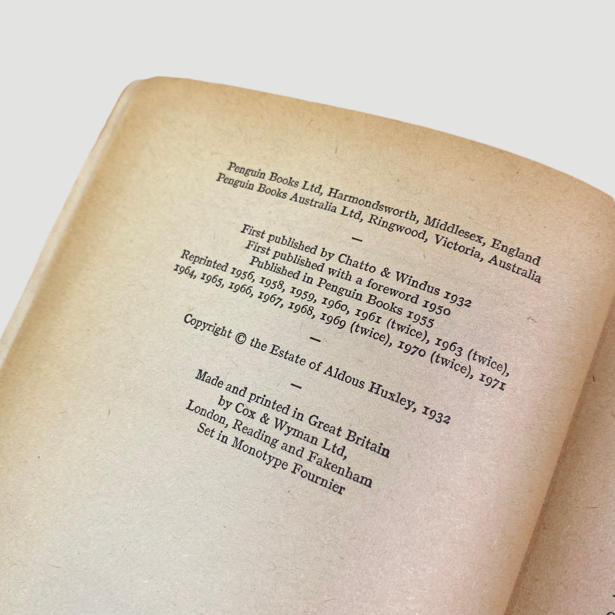 1971 Aldous Huxley 'A Brave New World'