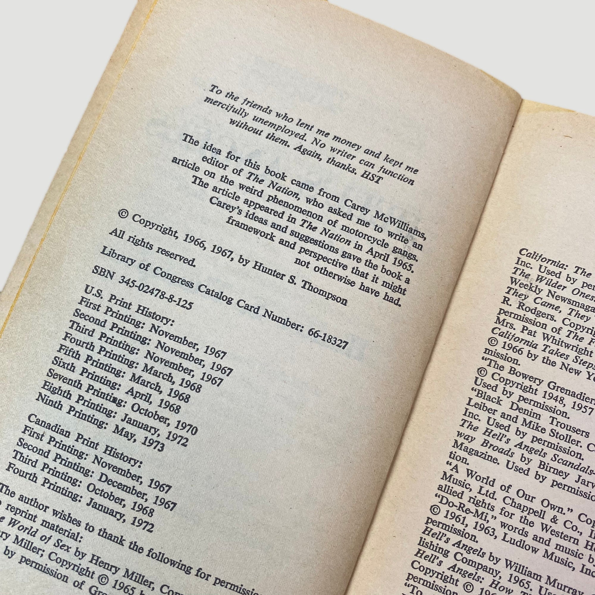 1973 Hunter S. Thompson 'Hell's Angels'