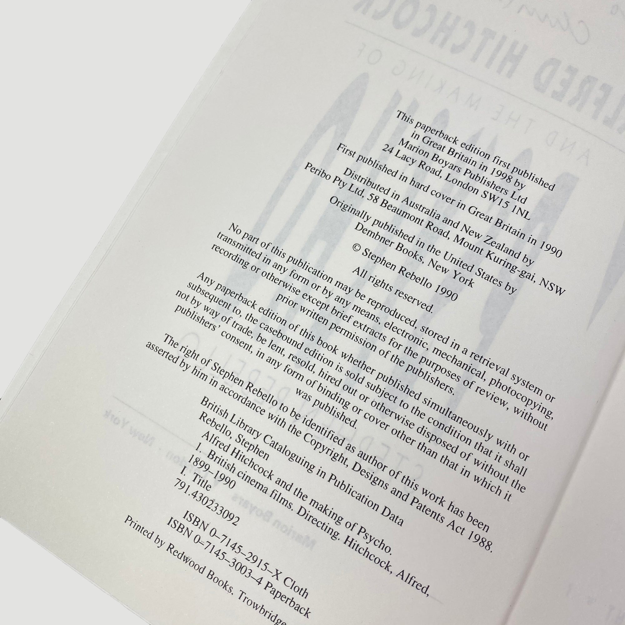 1998 Stephen Rebello 'Alfred Hitchcock and the Making of Psycho'