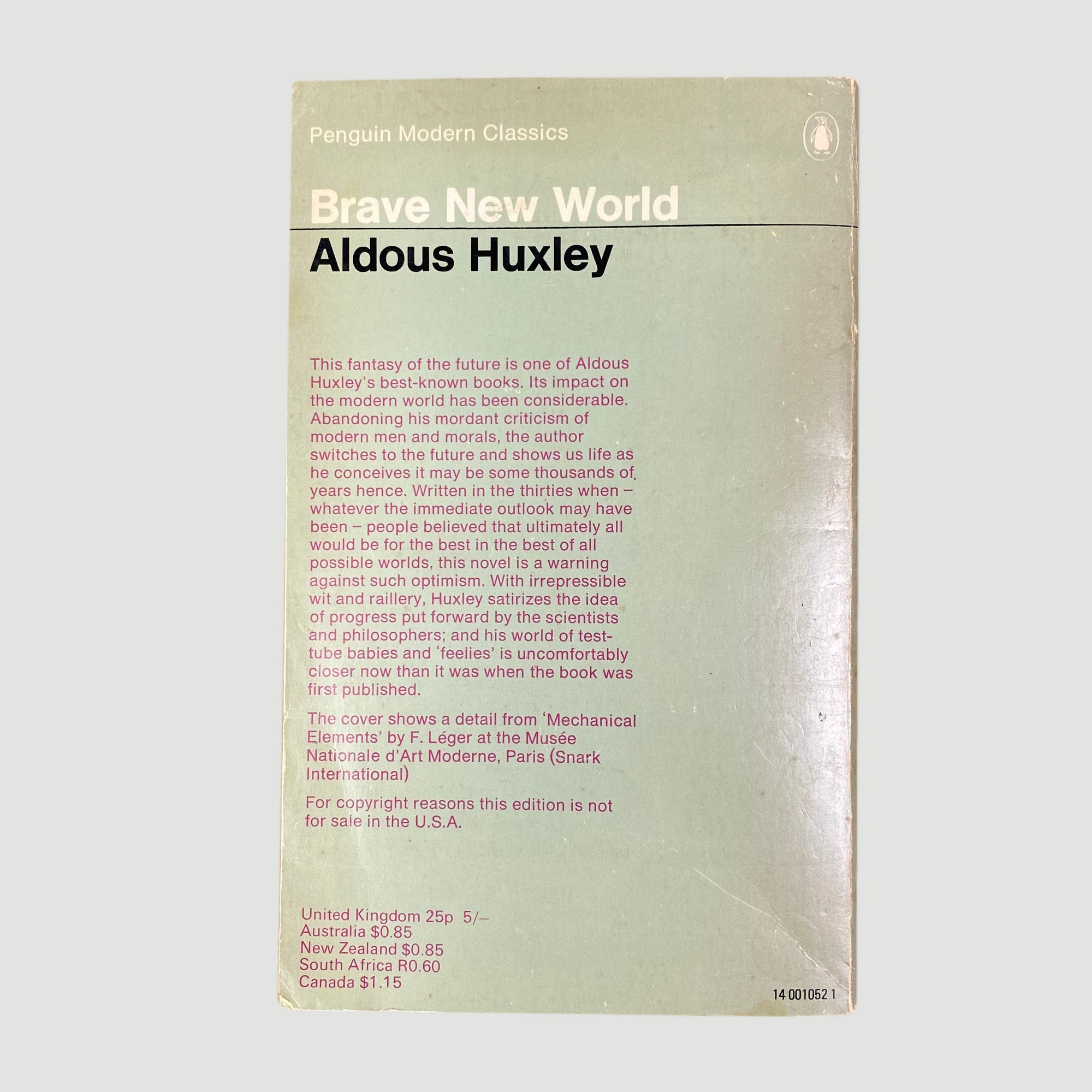 1971 Aldous Huxley 'A Brave New World'