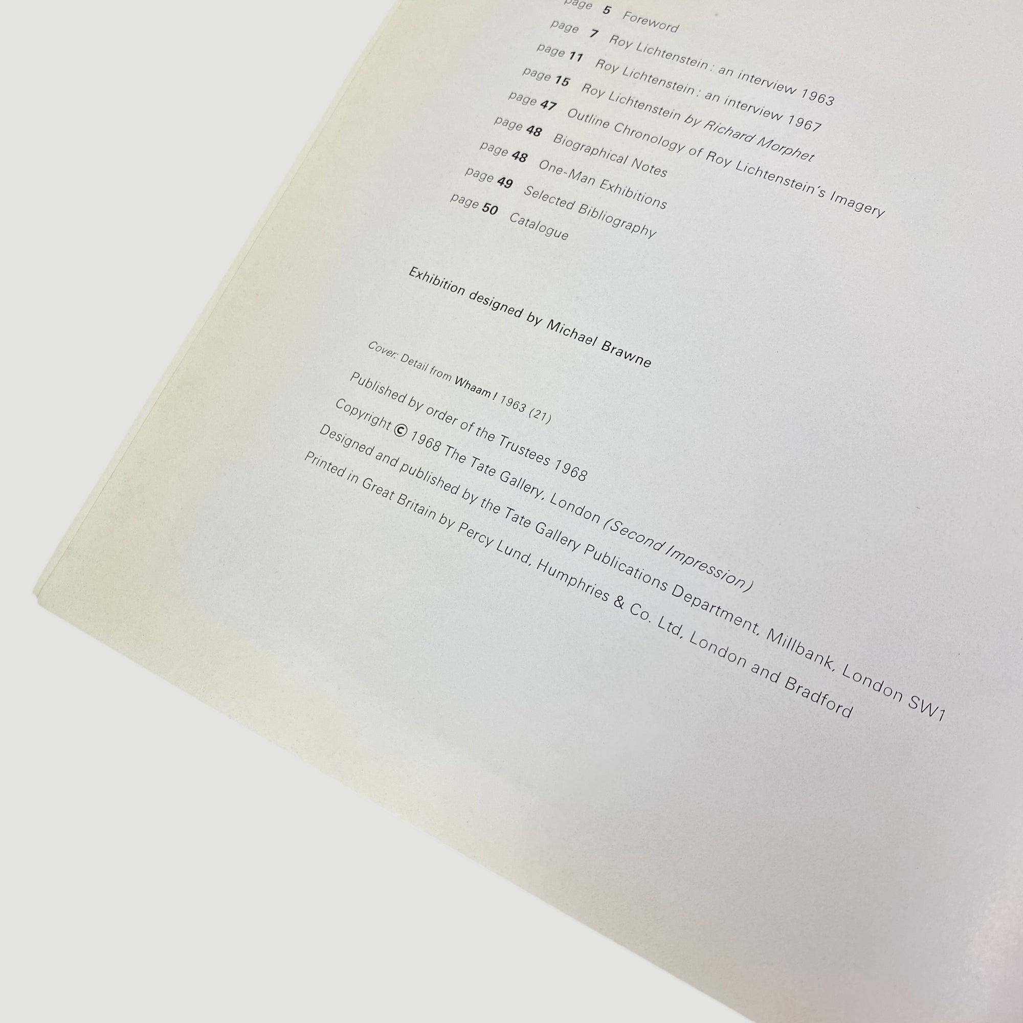 1968 Tate Gallery 'Roy Lichtenstein'