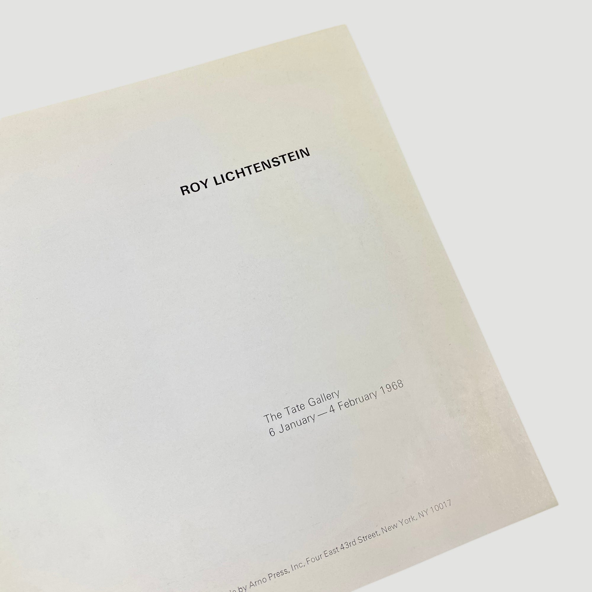 1968 Tate Gallery 'Roy Lichtenstein'