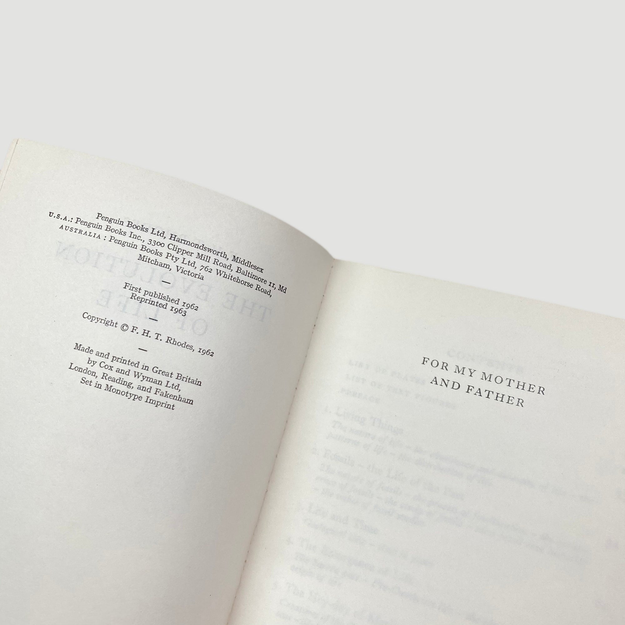1963 F.H.T. Rhodes 'The Evolution of Life'